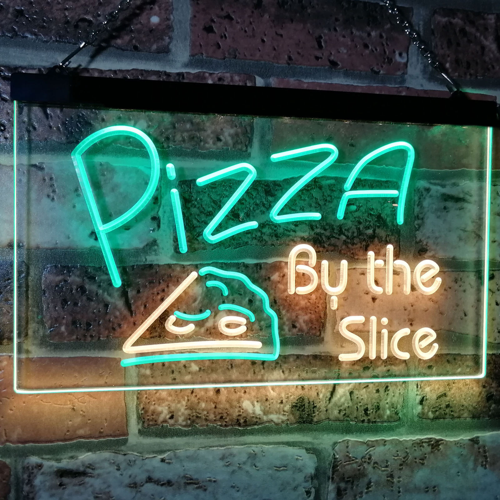 Pizza by the Slice Dual Color Led Neon Sign